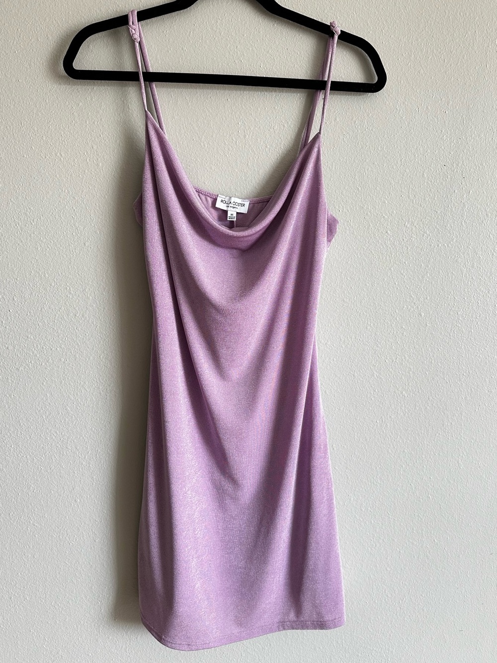 Rolla Coster Lilac Shimmer Cowl Neck Mini Dress